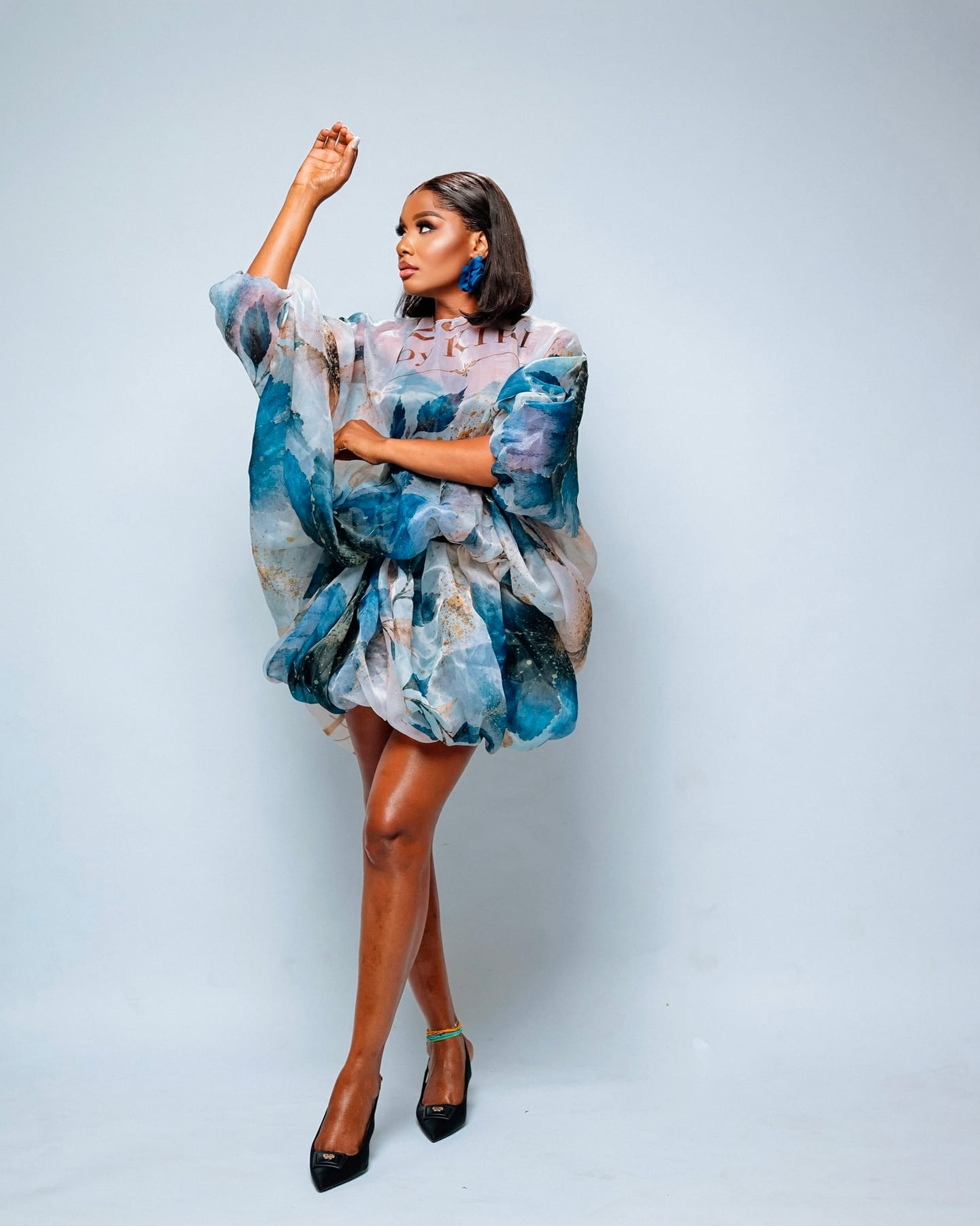 Blossom Bubble Dress in blue, ember and gold florals (frame 7 of 11)