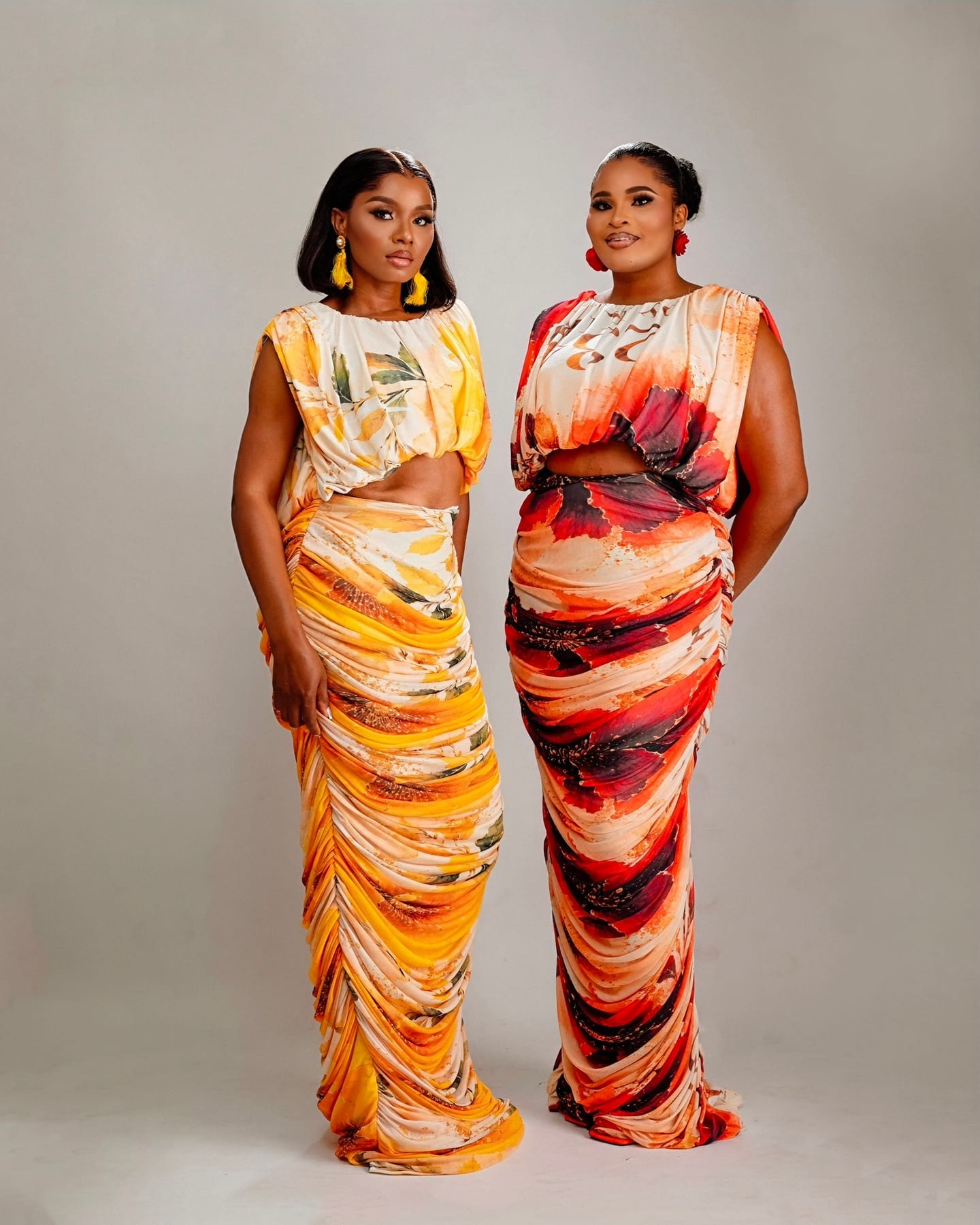 Drape Goddess Gown in molten orange and gold (frame 5 of 7)