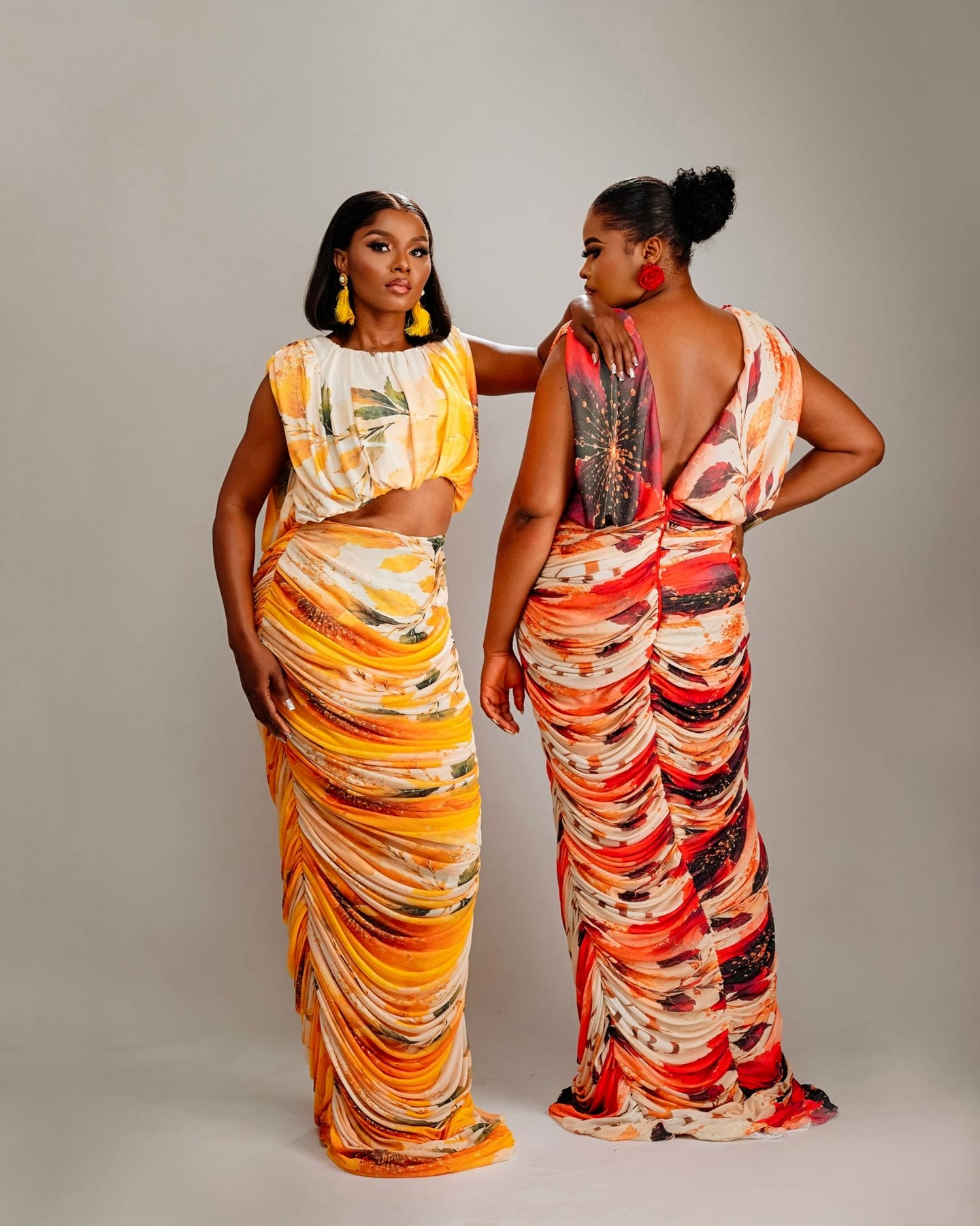 Drape Goddess Gown in molten orange and gold (frame 6 of 7)