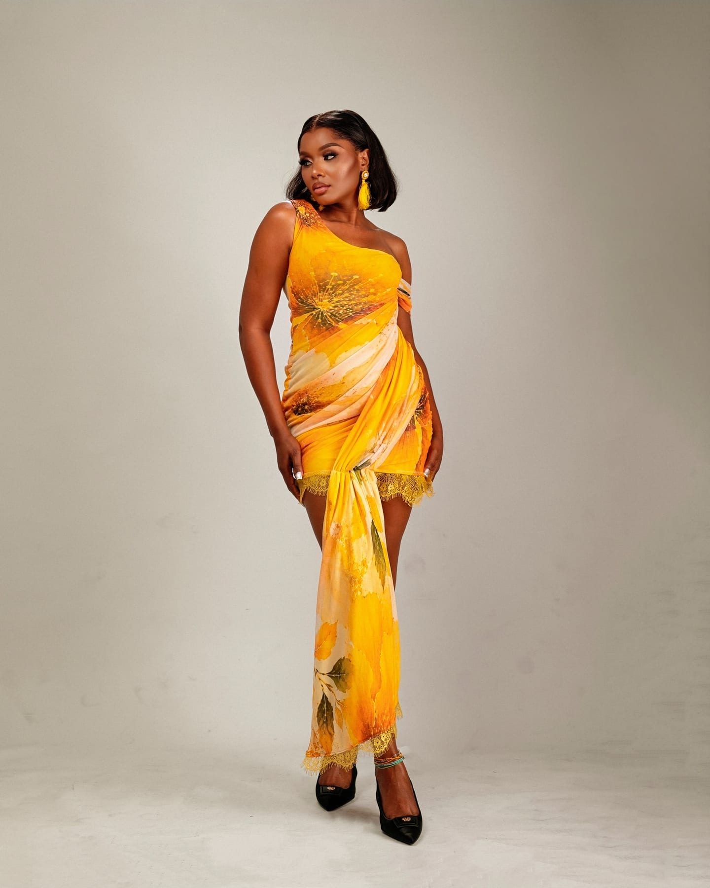 Muse Drape Mini Gown with soft sculpted folds (frame 5 of 5)