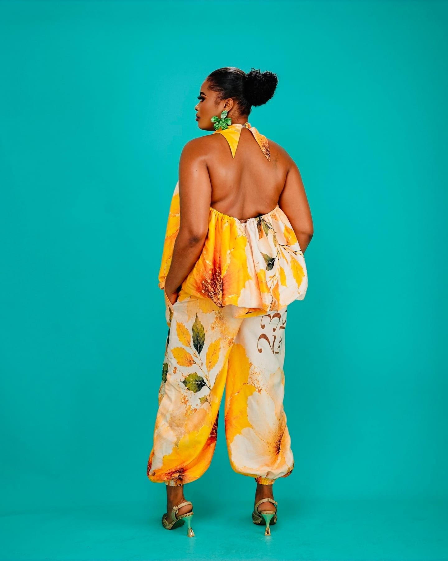 Aura Halter Neck watercolour set in yellow and orange (frame 3 of 10)