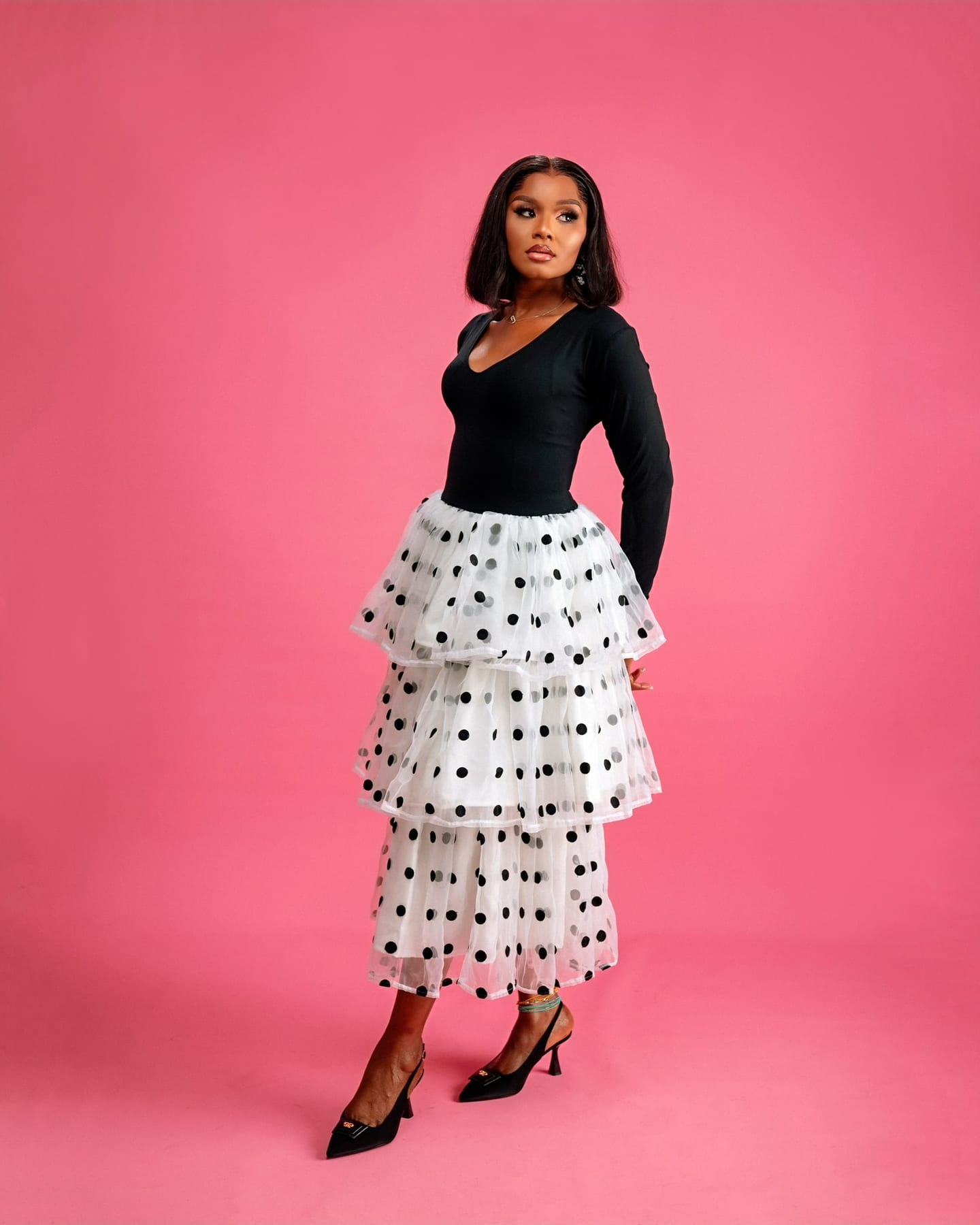 Kiri Polka Dress with tiered spotted tulle (frame 2 of 10)