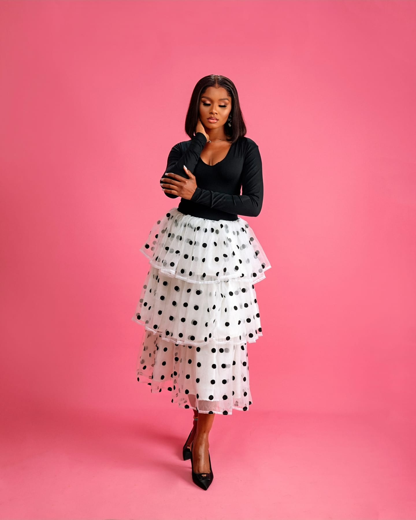 Kiri Polka Dress with tiered spotted tulle (frame 3 of 10)