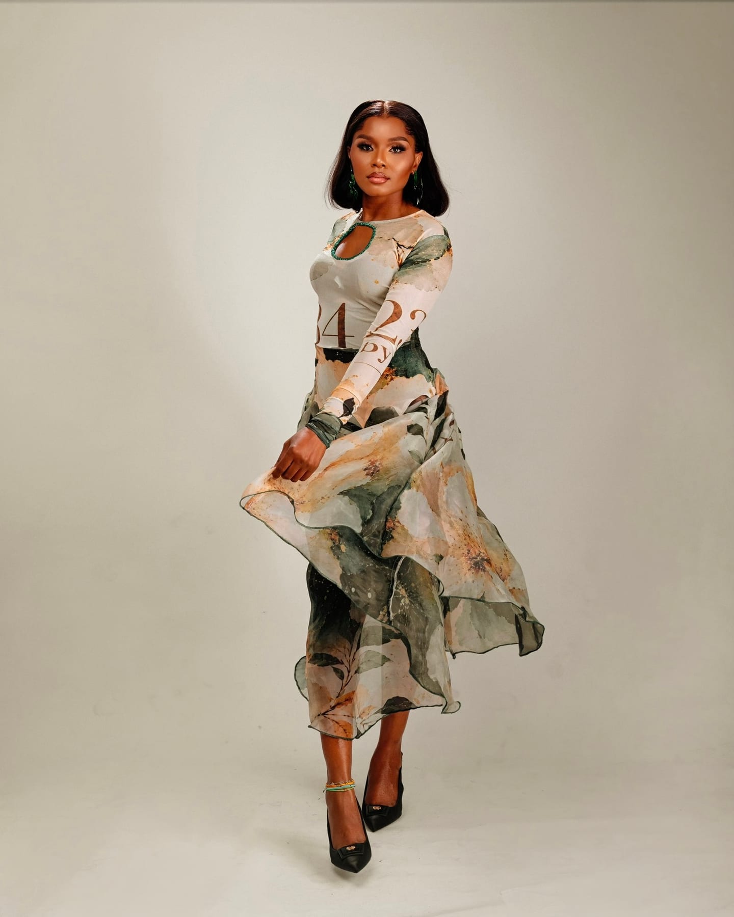 Whisper Bloom sage and cream floral midi (frame 5 of 7)